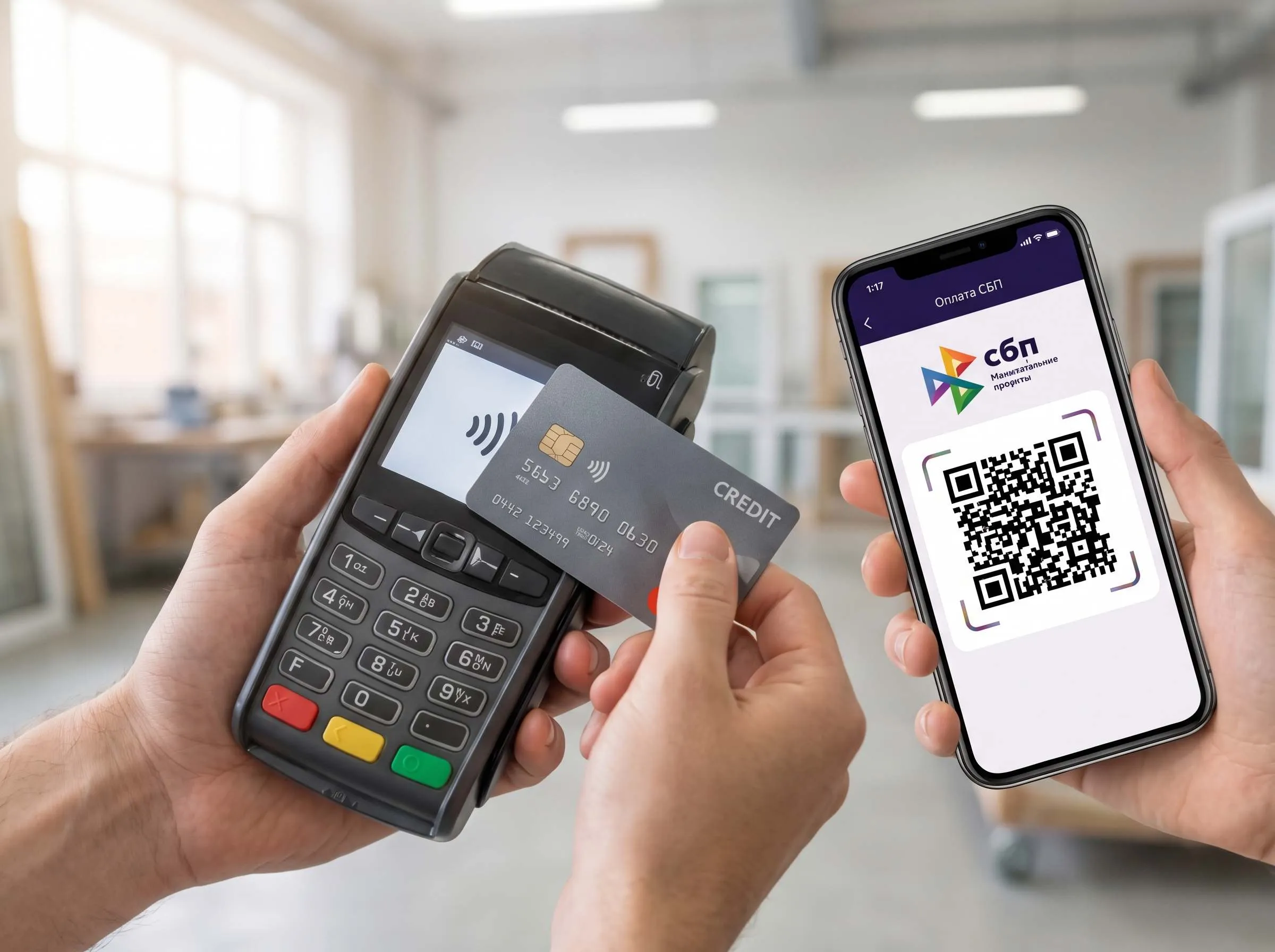 Оплата окон по банковской карте или QR коду СБП